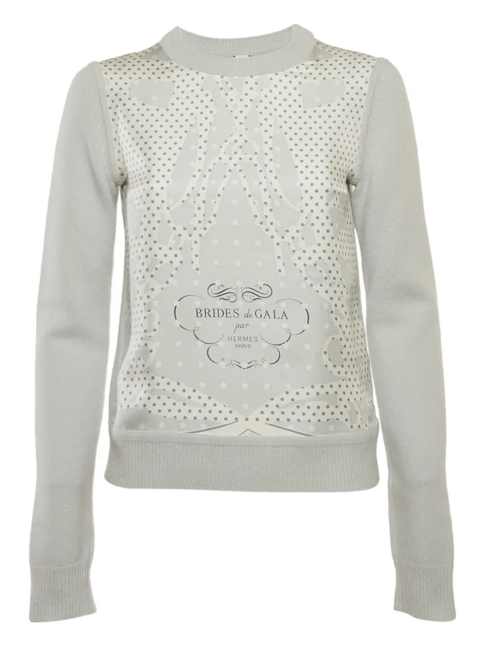 Pre-owned Hermes Brides De Gala-print Twillaine Sweater In Blue