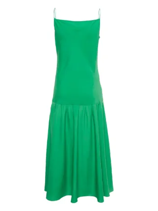 red valentino green dress Red Valentino Vintage Crepe drop-waist Midi Dress | Green