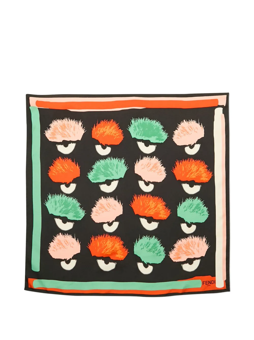 Fendi Pre-Owned mascada de seda con monstruo estampado | negro | Image 1