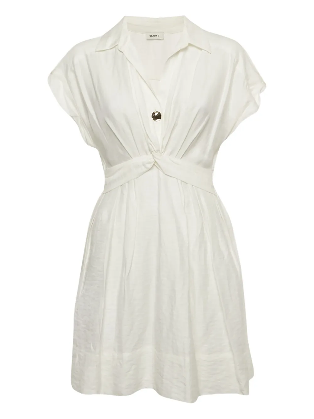 Pre-owned Sandro Short-sleeve Mini Dress In White