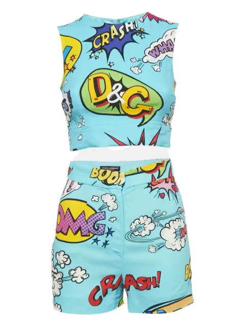 Dolce & Gabbana Pre-Owned printed sleeveless crop top set