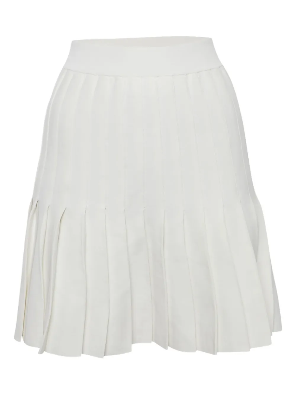 Pre-owned Sandro Rib-knit Pleated Skirt In White