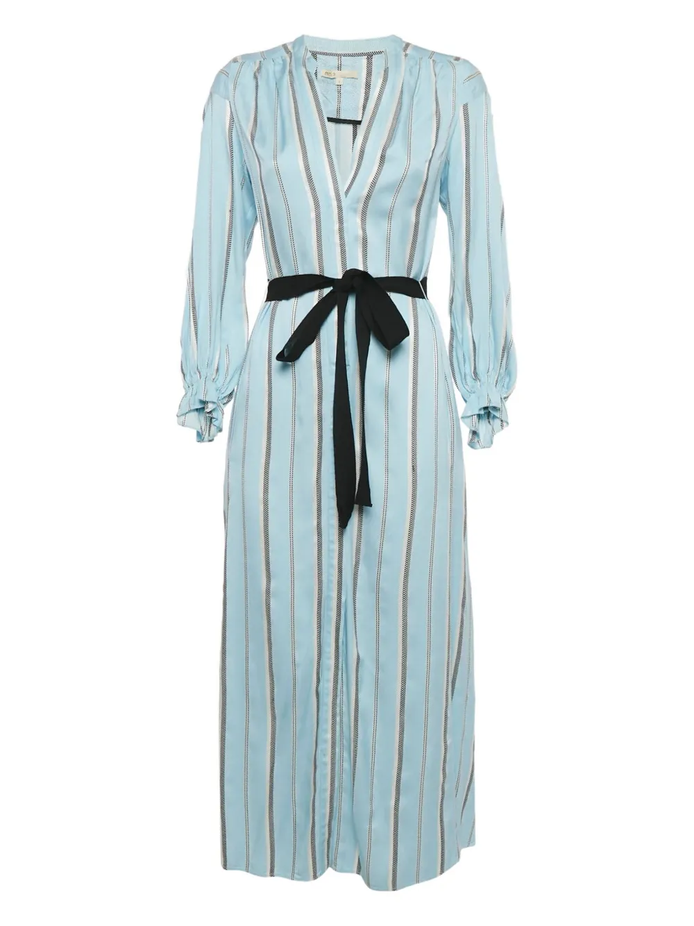 Maje robe rayée à taille ceinturée | bleu | Image 1
