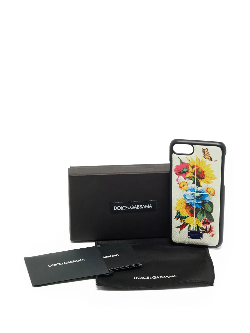 Pre-owned Dolce & Gabbana 2010s Floral-print Leather Iphone 7 Cover In White