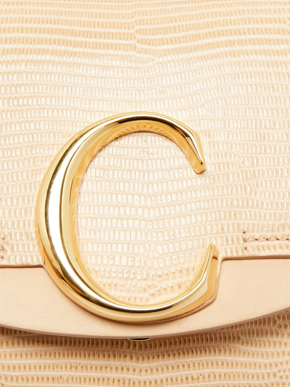 Pre-owned Chloé Mini C Lizard-embossed Cross Body Bag In Brown