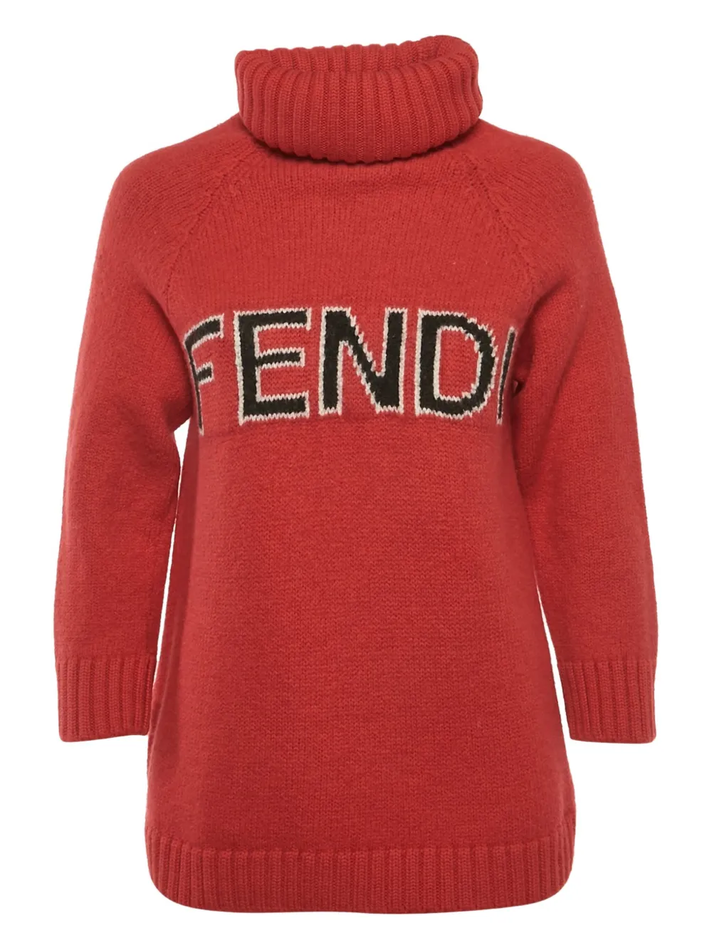 Pre-owned Fendi Logo-detail High-neck Sweater In Red