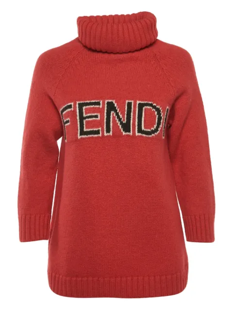 Fendi Pre-Owned suéter con cuello de tortuga y detalle del logo