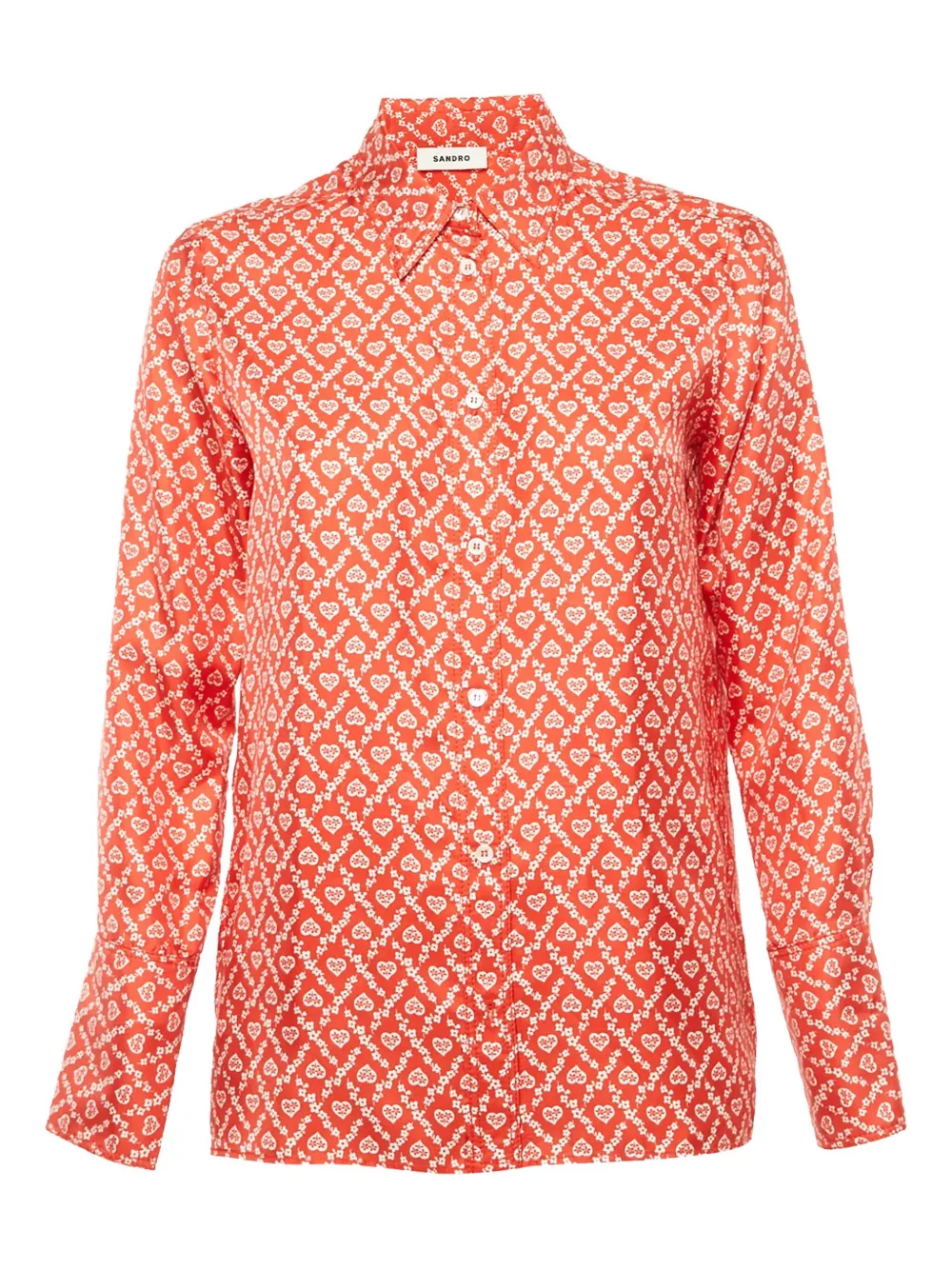 Pre-owned Sandro Floral-print Silk Shirt In Red