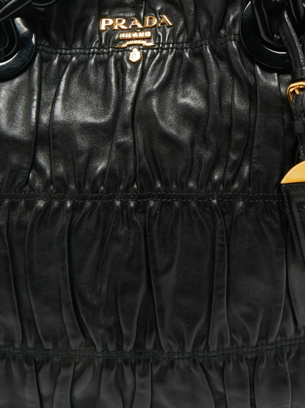 Pre-owned Prada Ruched Chain Tote In Black