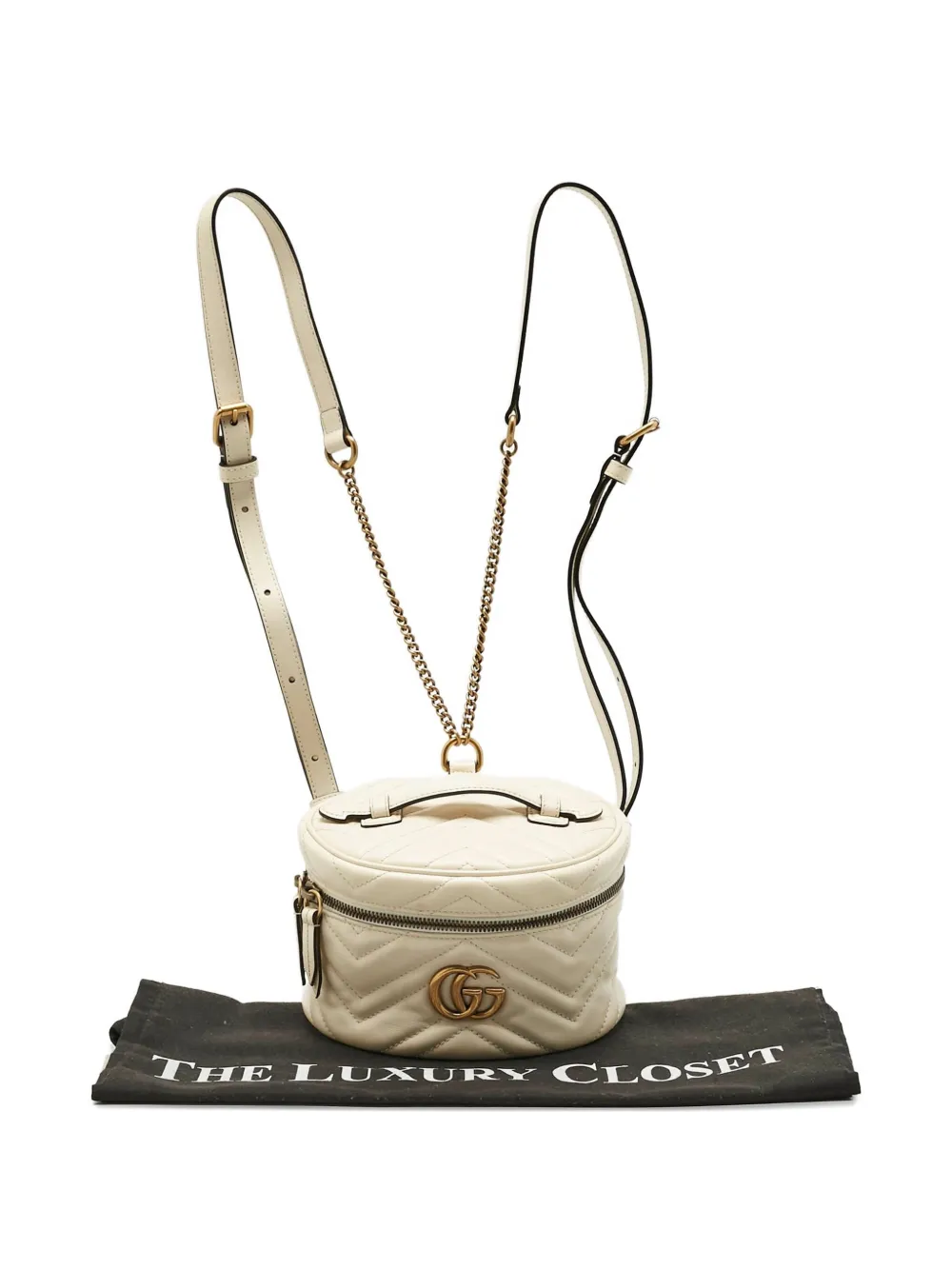 Pre-owned Gucci Gg Marmont Backpack In White