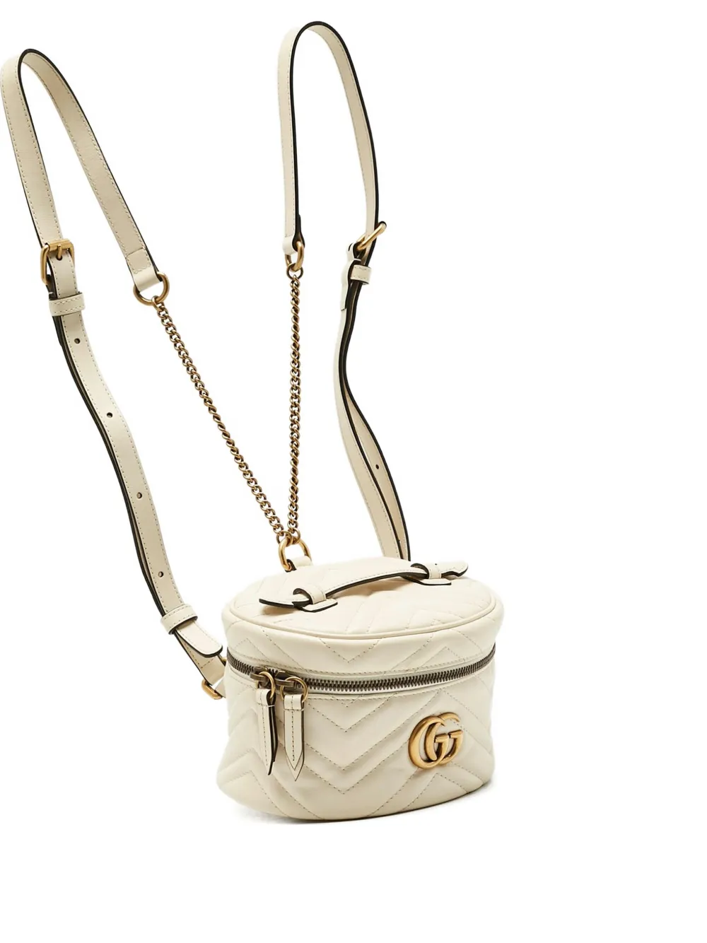 Pre-owned Gucci Gg Marmont Backpack In White
