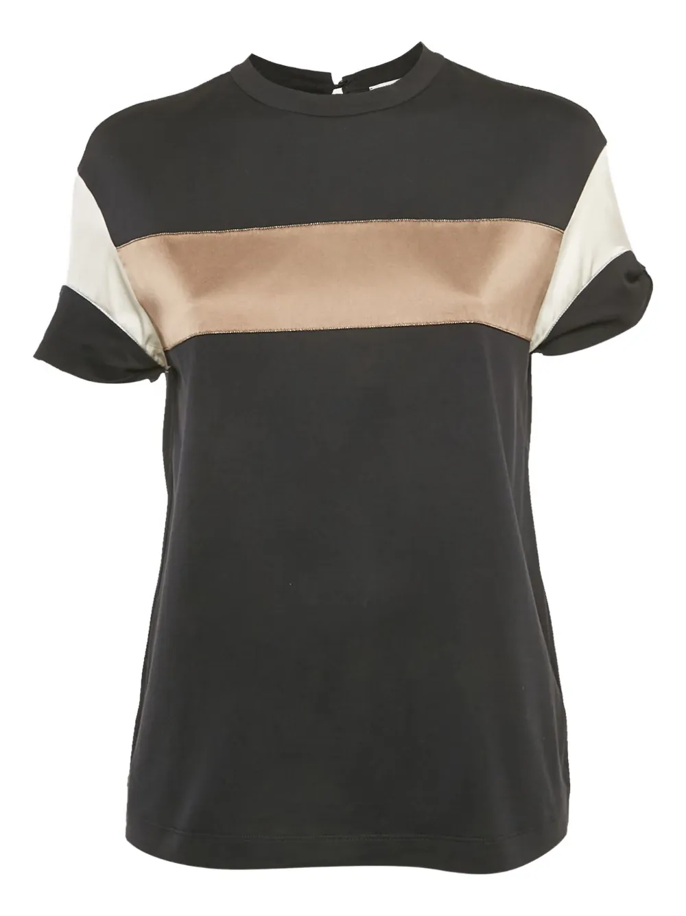 Pre-owned Brunello Cucinelli Monili-chain Cotton Blouse In Black