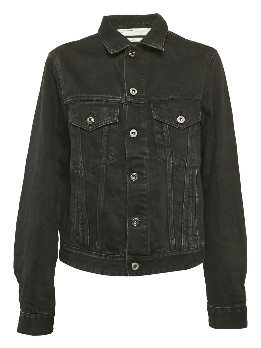 Pre-owned Off-white Floral-embroidery Denim Jacket In Black