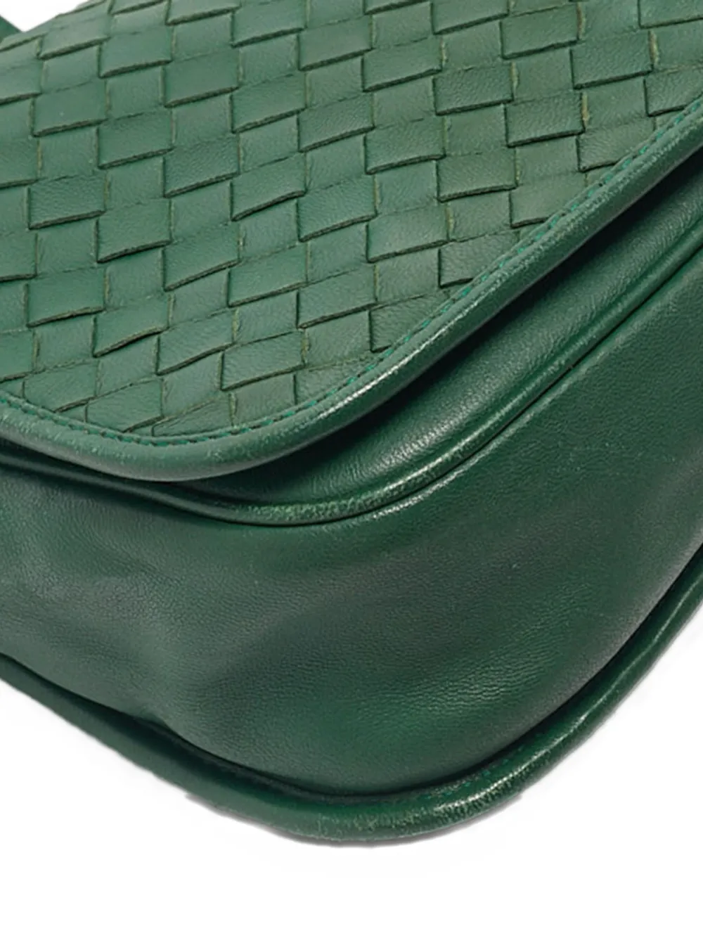 BOTTEGA VENETA Pre-owned Intrecciato Flap Cross Body Bag In Green