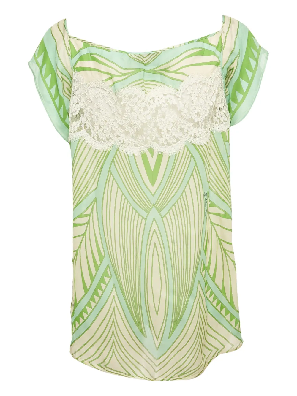 Just Cavalli top con ribete de encaje | verde | Image 1