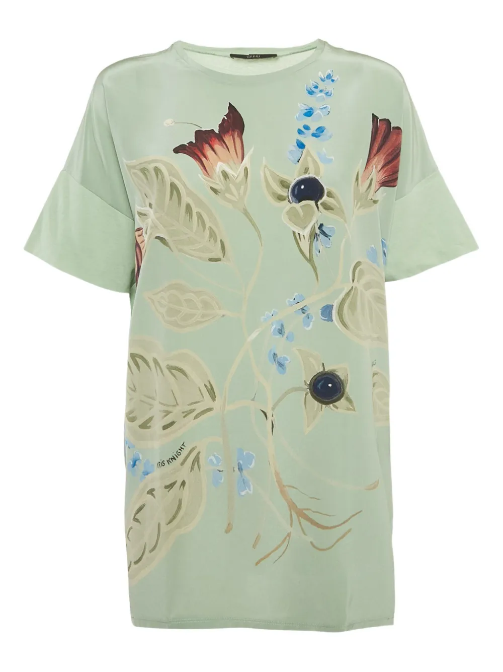 Pre-owned Gucci Floral-print Silk T-shirt In Green
