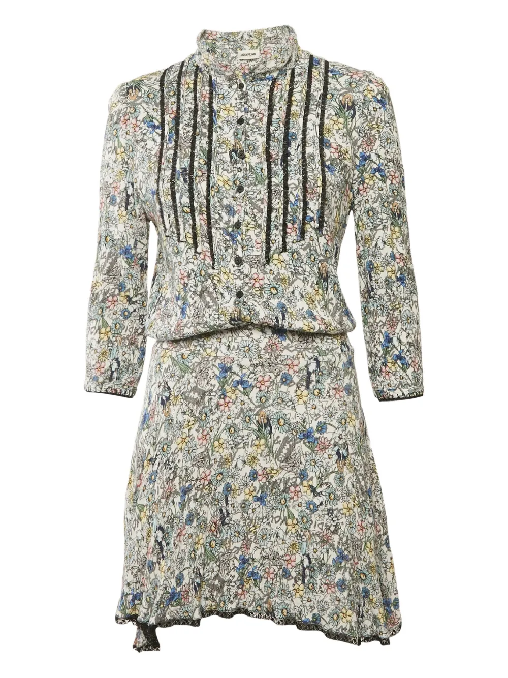 Zadig&Voltaire Abito corto in chiffon con stampa - Bianco