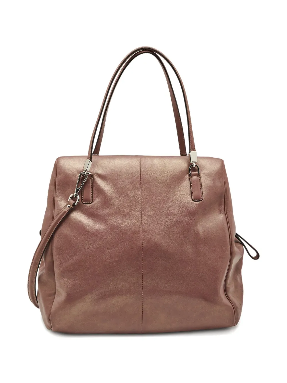 COACH Pre-owned Metallic-leather Satchel Bag In Sand