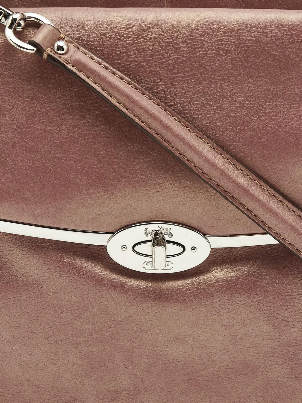 COACH Pre-owned Metallic-leather Satchel Bag In Sand