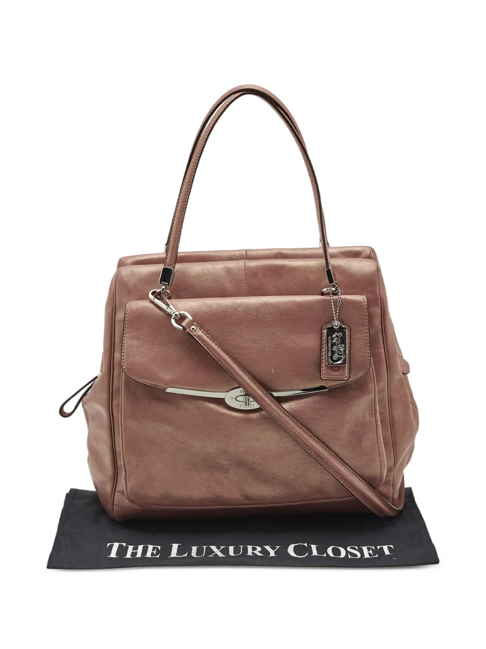 COACH Pre-owned Metallic-leather Satchel Bag In Sand