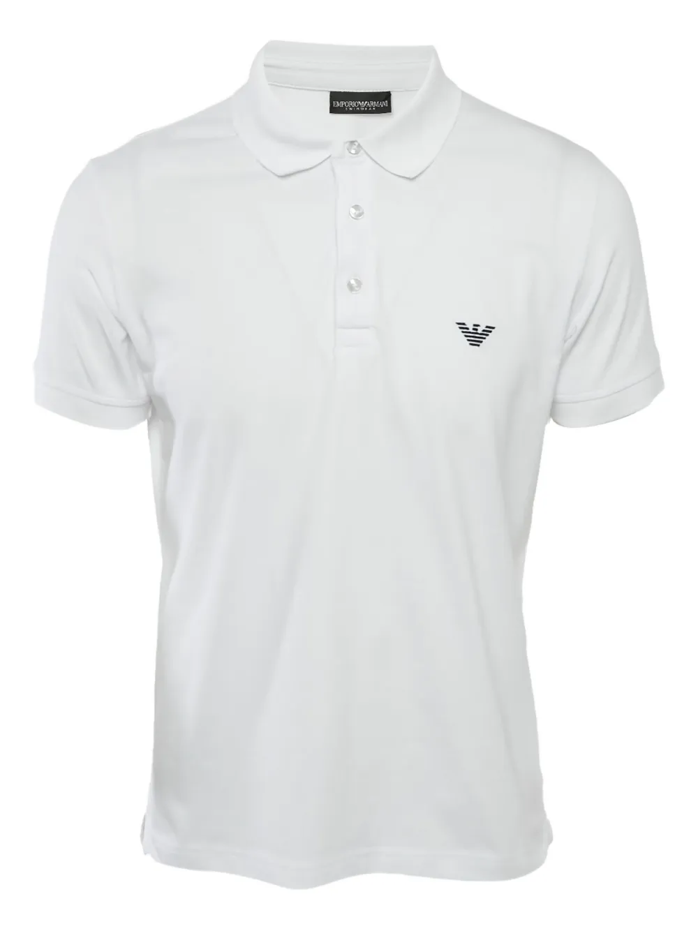 Pre-owned Emporio Armani Logo-embroidered Polo Shirt In White
