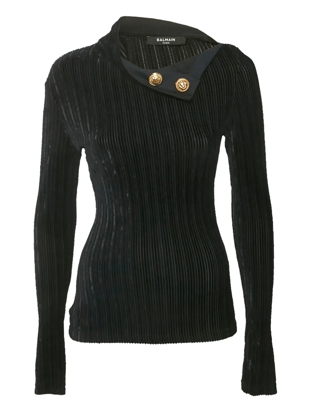Balmain Pre-Owned top texturizado con diseño plisado | negro | Image 1