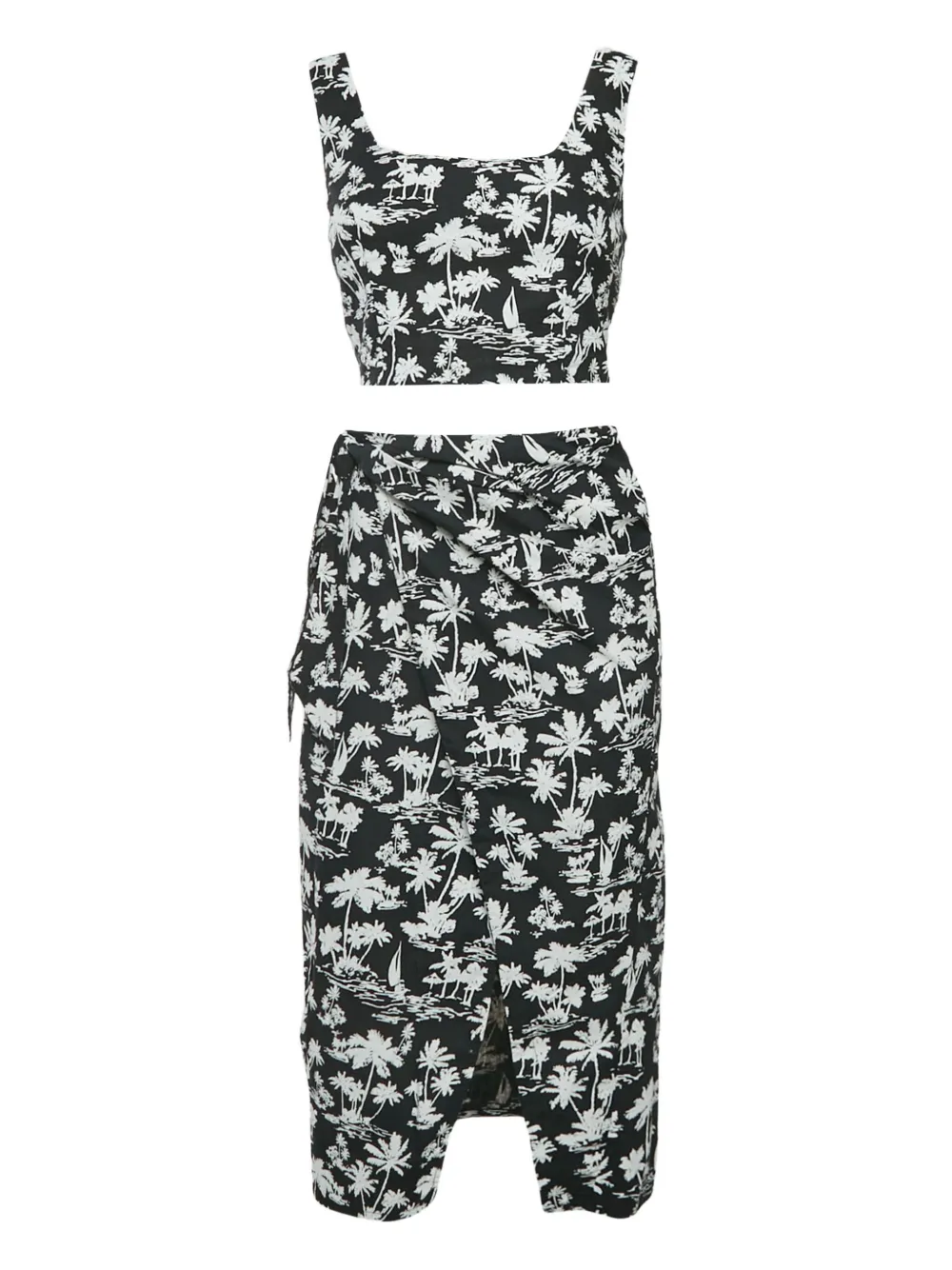 Maje tropical-print wrap suit | Black | Image 1