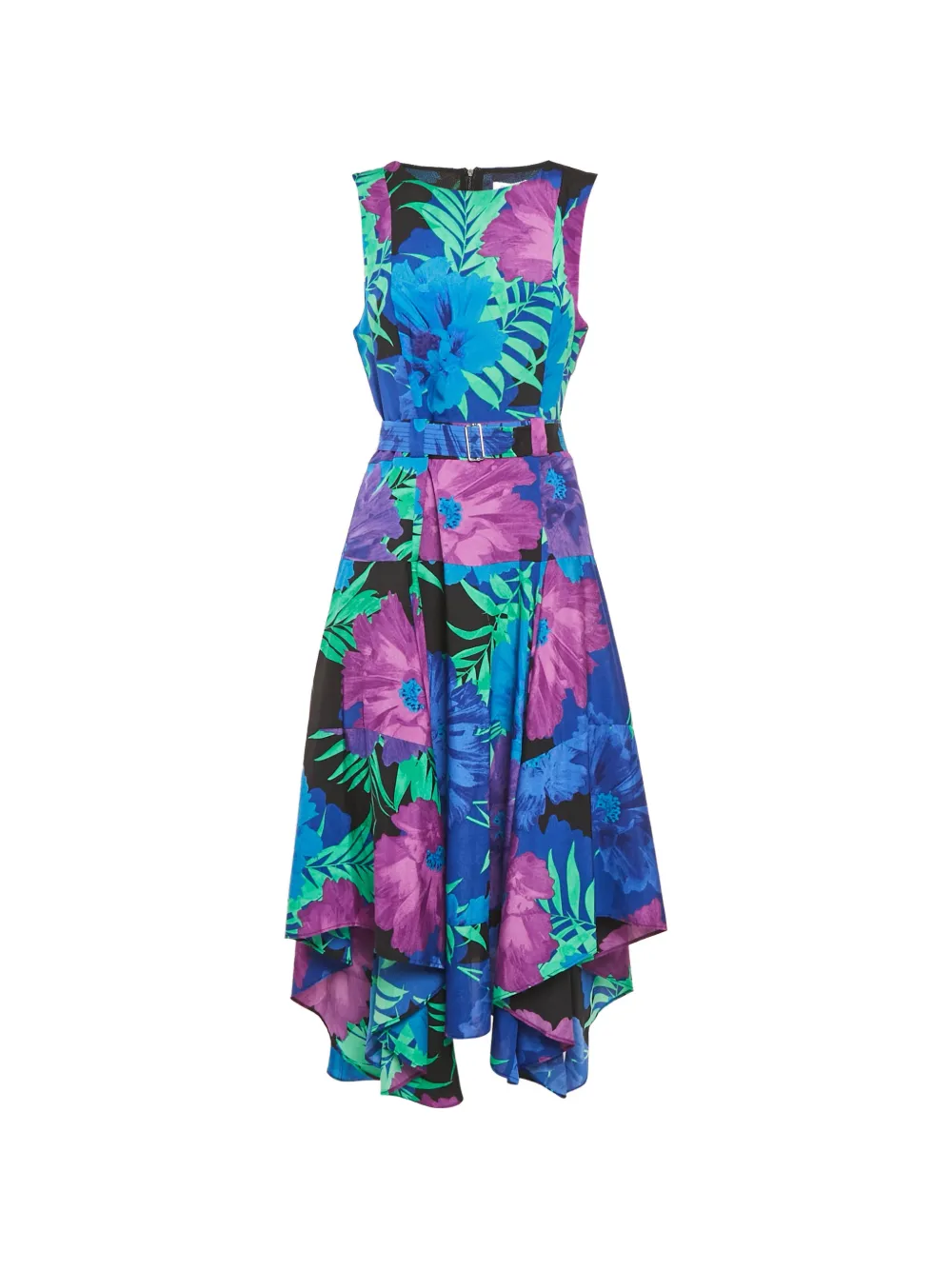 Calvin Klein Vintage floral-print asymmetrical midi dress - Blu