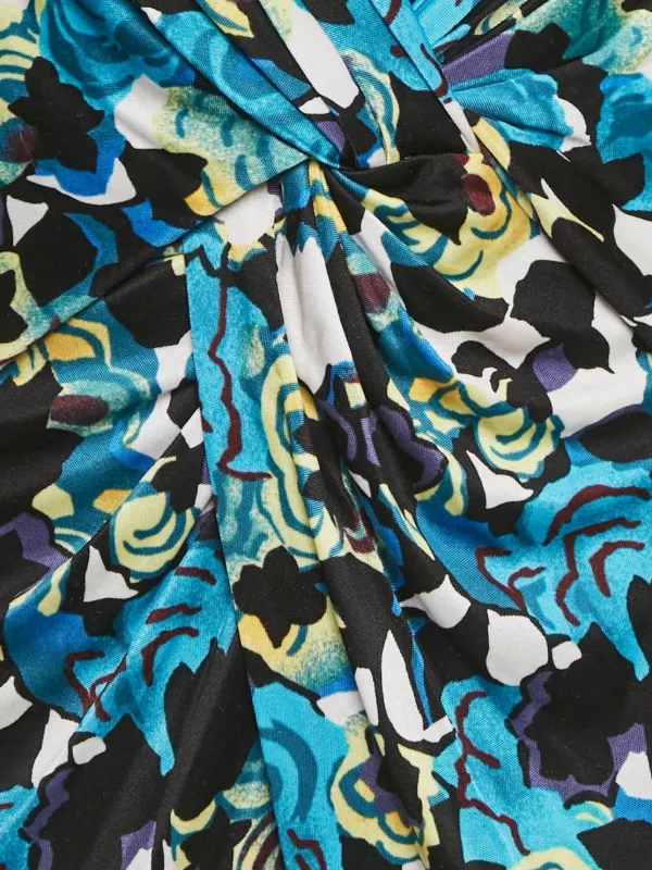 dvf tie front mini dress DVF Diane Von Furstenberg twist-front Floral Mini Dress | Blue