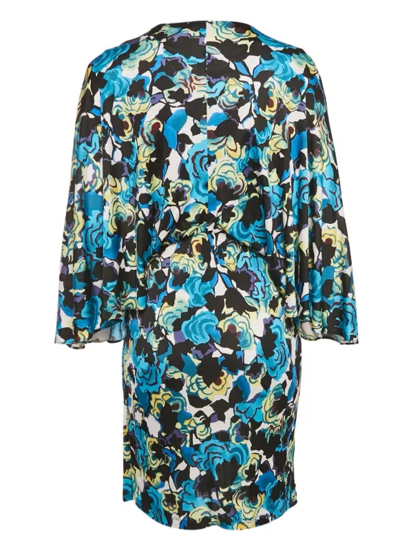 Diane Von Furstenberg Twist-front Floral Mini Dress - Blue Diane Von Furstenberg Twist-front Floral Mini Dress - Blue