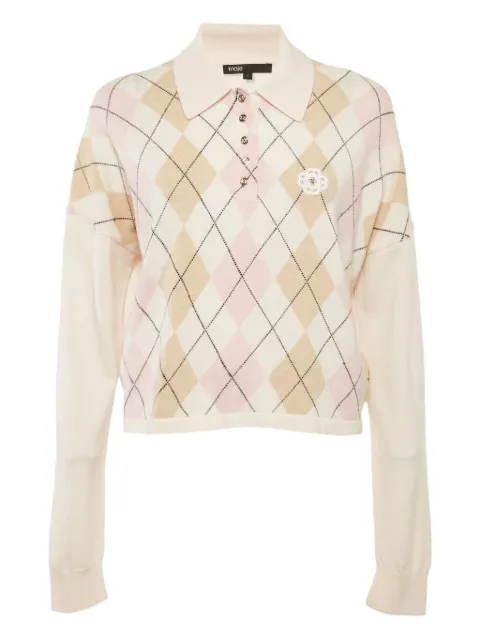 Maje argyle-knit polo-neck top