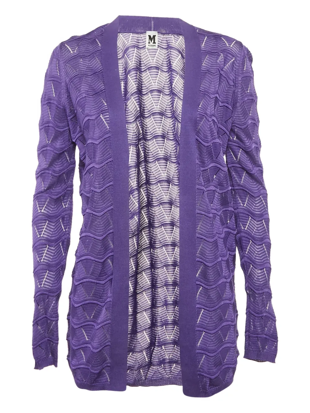Pre-owned Missoni Chevron-knit Cardigan In Purple