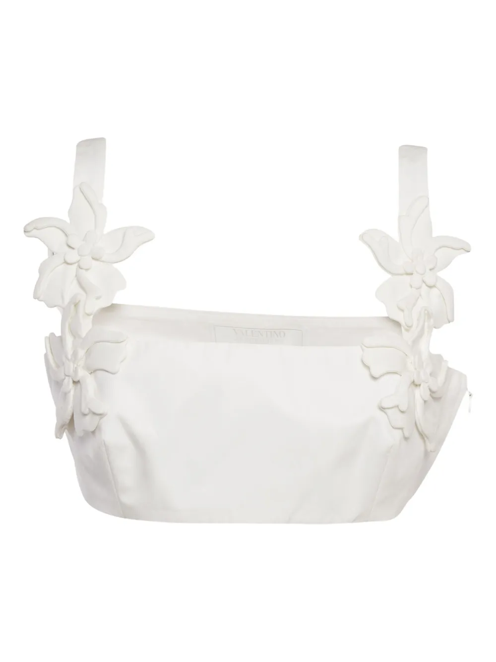 Pre-owned Valentino Floral-appliqué Top In White