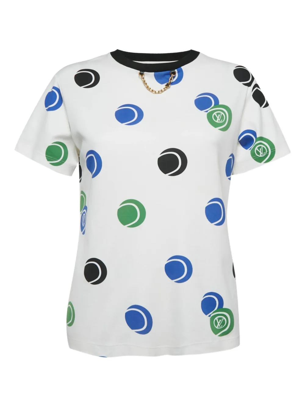 Pre-owned Louis Vuitton Tennis Ball-print T-shirt In White