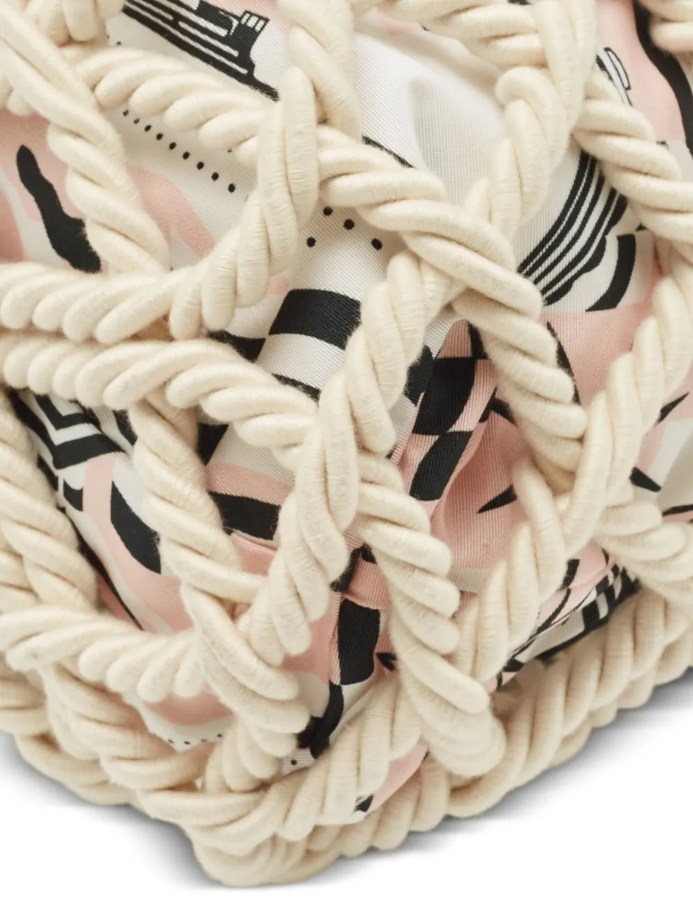 Pre-owned Chanel Rope-detail Graphic-print Tote Bag In Neutral