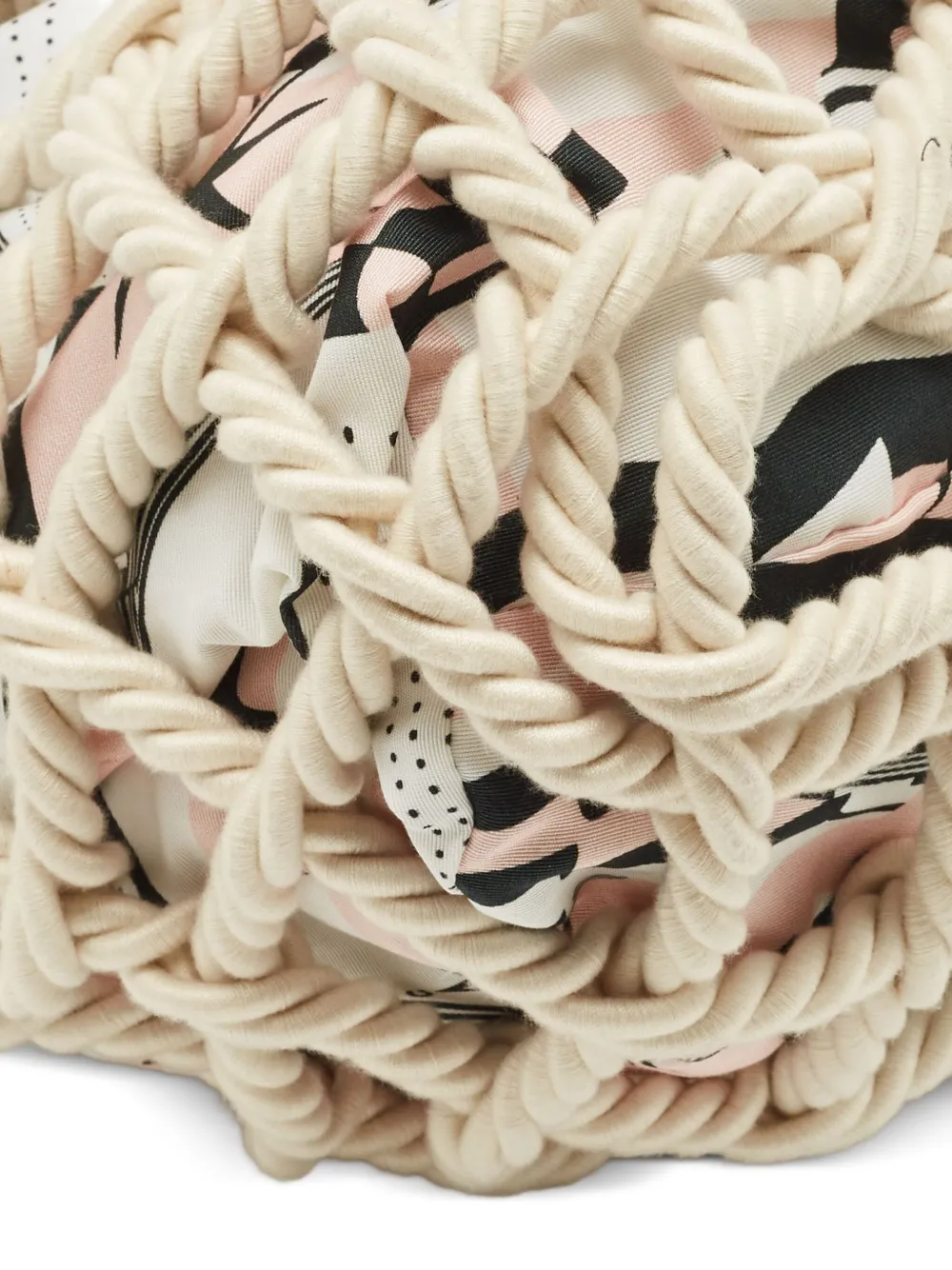 Pre-owned Chanel Rope-detail Graphic-print Tote Bag In Neutral