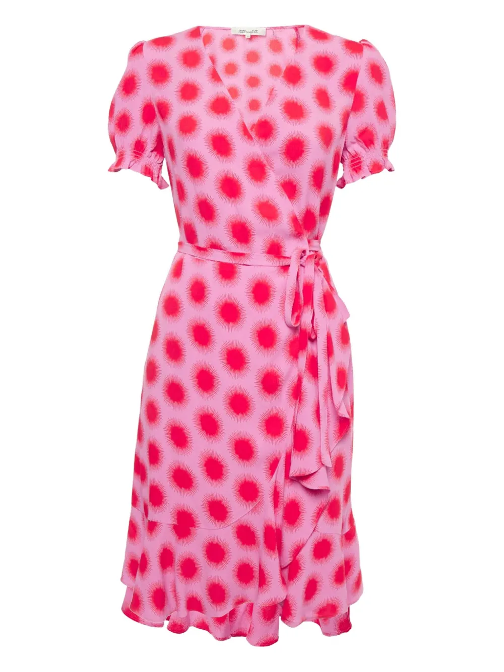 Pre-owned Diane Von Furstenberg Sun-print Wrap Mini Dress In Pink
