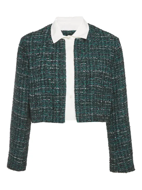 Maje tweed contrasting-collar jacket