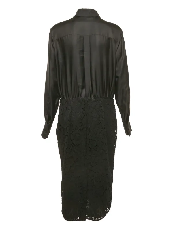 Robe Valentino Noire Brodée Fleurs Tropicales Et Perroquets - Taille S, Dentelle, Neuve Sans étiquettes