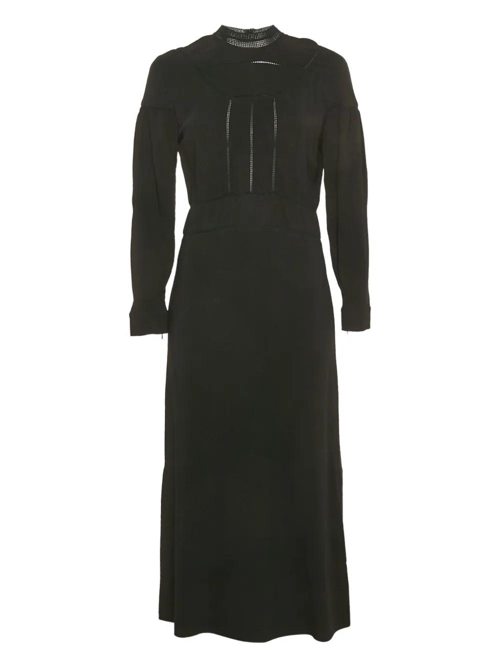 Pre-owned Burberry Lace-insert Midi Dress In Black