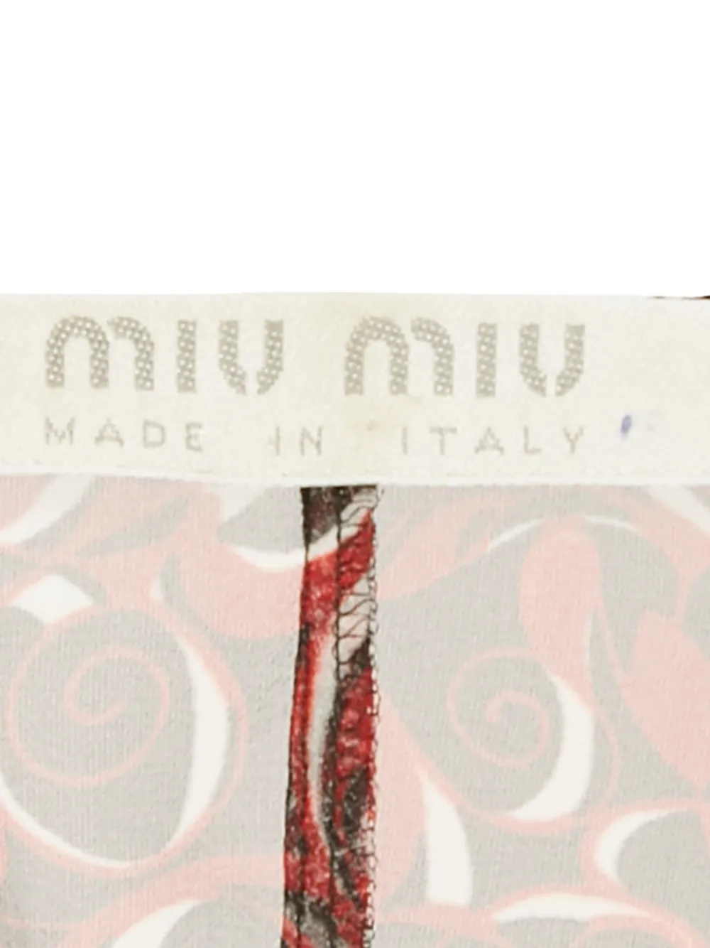 MIU MIU Pre-owned Graphic-print Ruched Top In Red