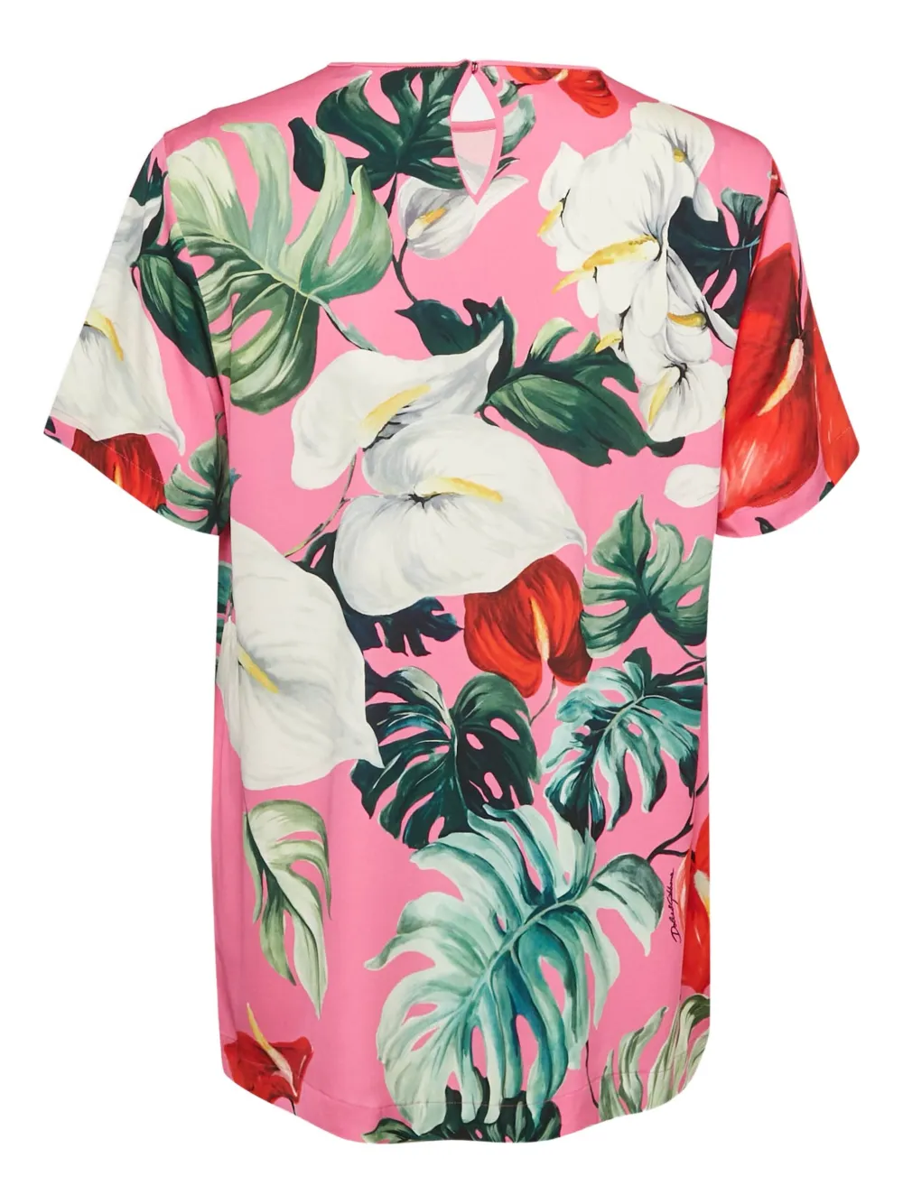 DOLCE & GABBANA Pre-owned Floral-print Silk T-shirt In Pink