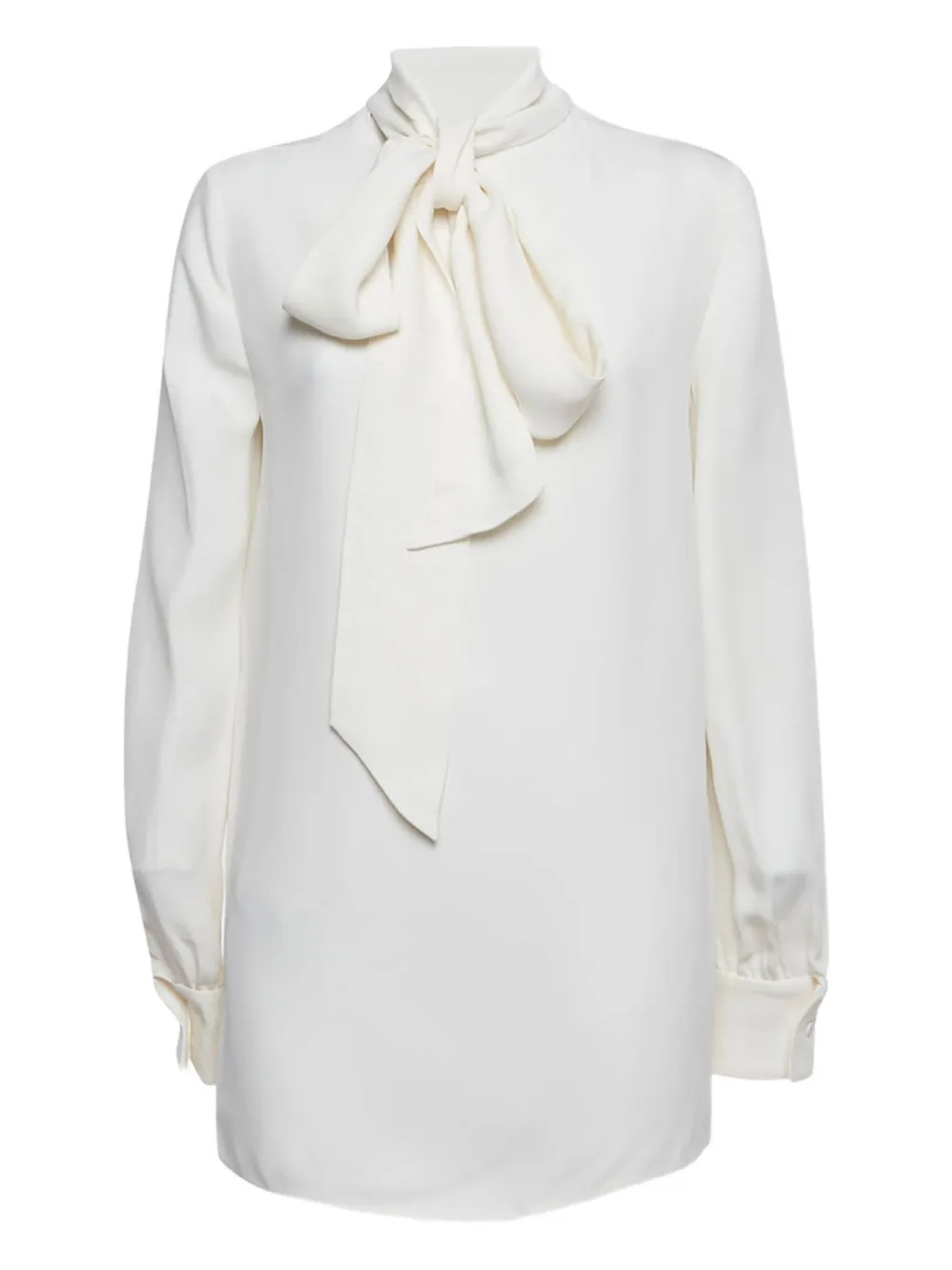 Pre-owned Valentino Tie-neck Silk Blouse In White