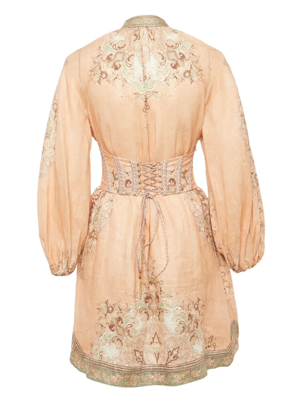 ZIMMERMANN Linnen jurk met korset - Oranje