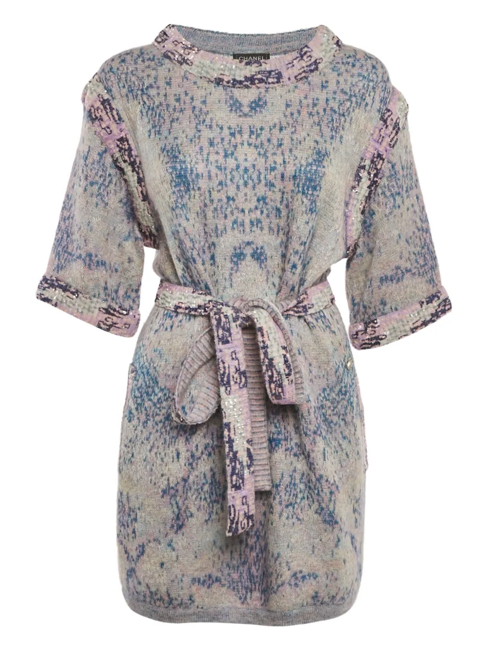 CHANEL Pre-Owned Abito midi con paillettes e cintura - Rosa