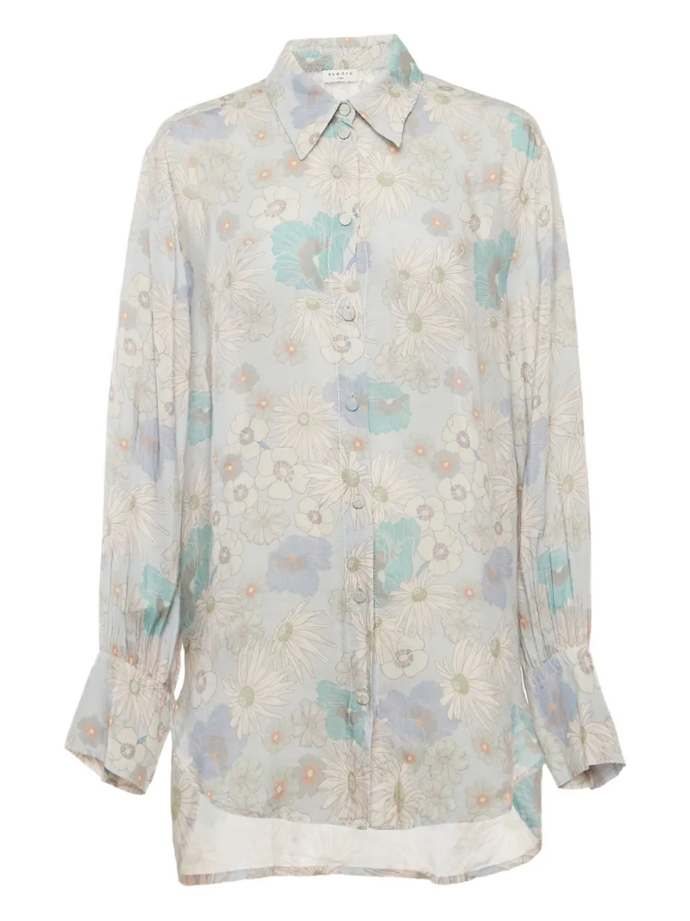 Pre-owned Sandro Floral-print Shirt In Blue