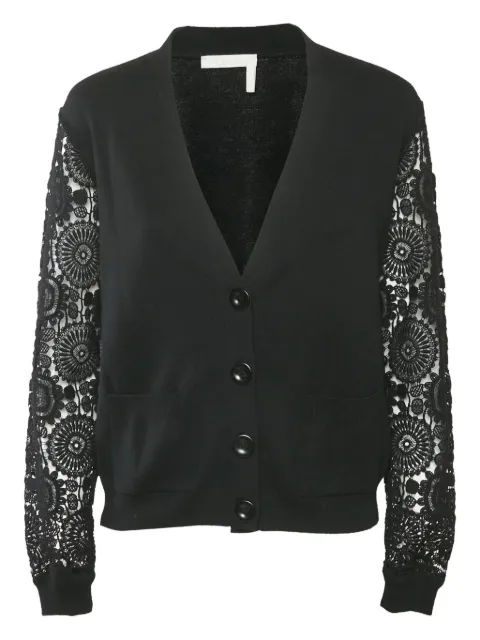 Chloé Pre-Owned lace-insert wool cardigan