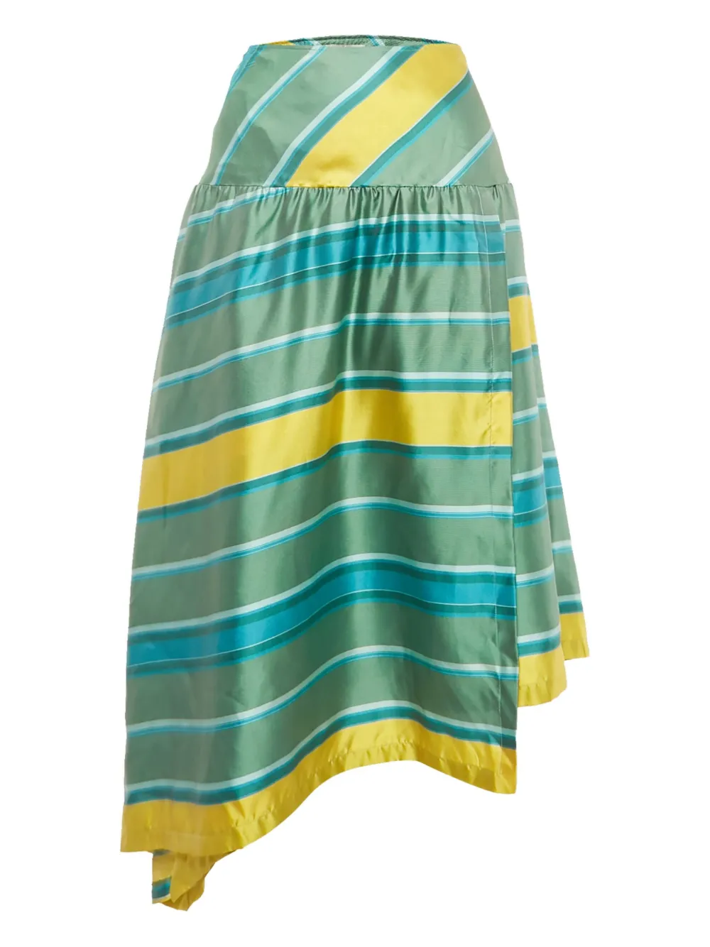 Pre-owned Max Mara Striped Midi Skirt In Green