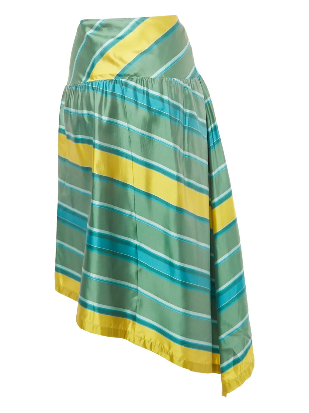 Pre-owned Max Mara Striped Midi Skirt In Green