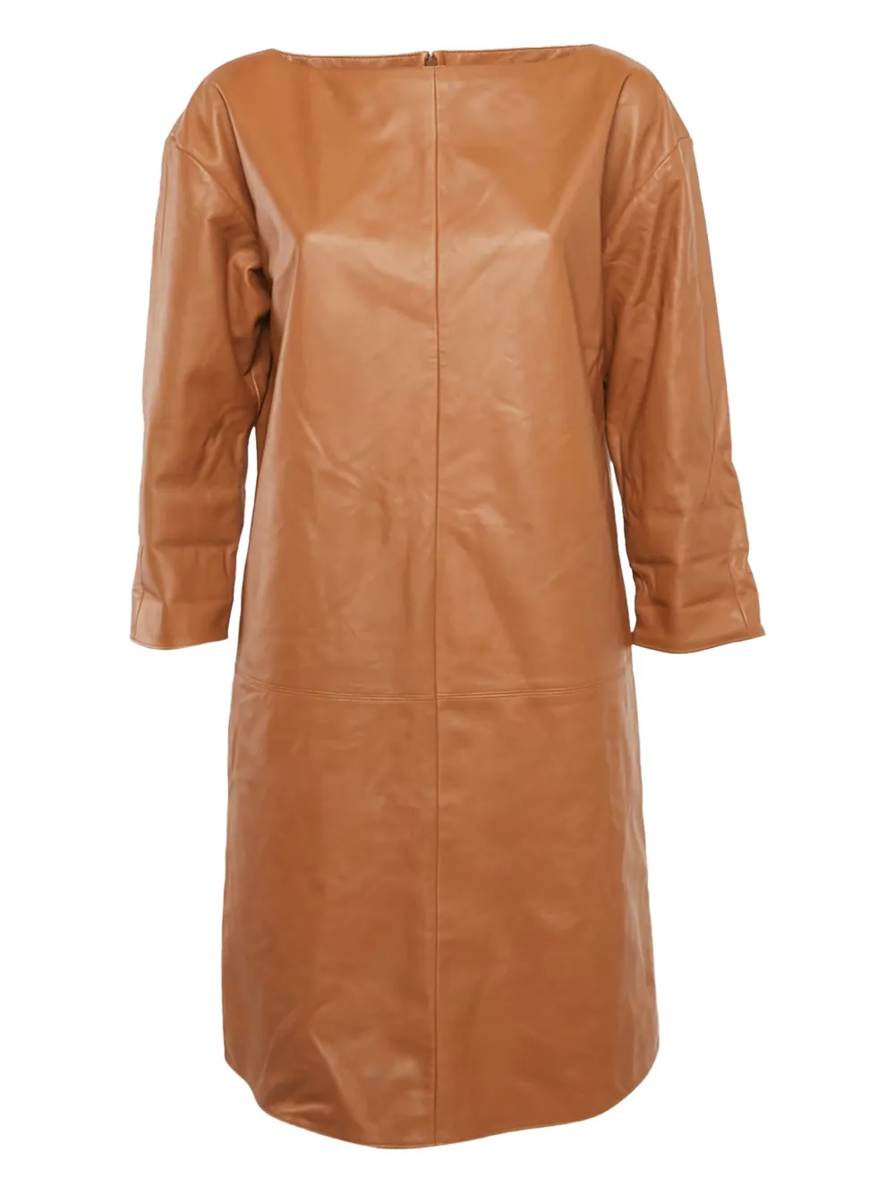 Pre-owned Polo Ralph Lauren Leather Long-sleeve Dress In Brown